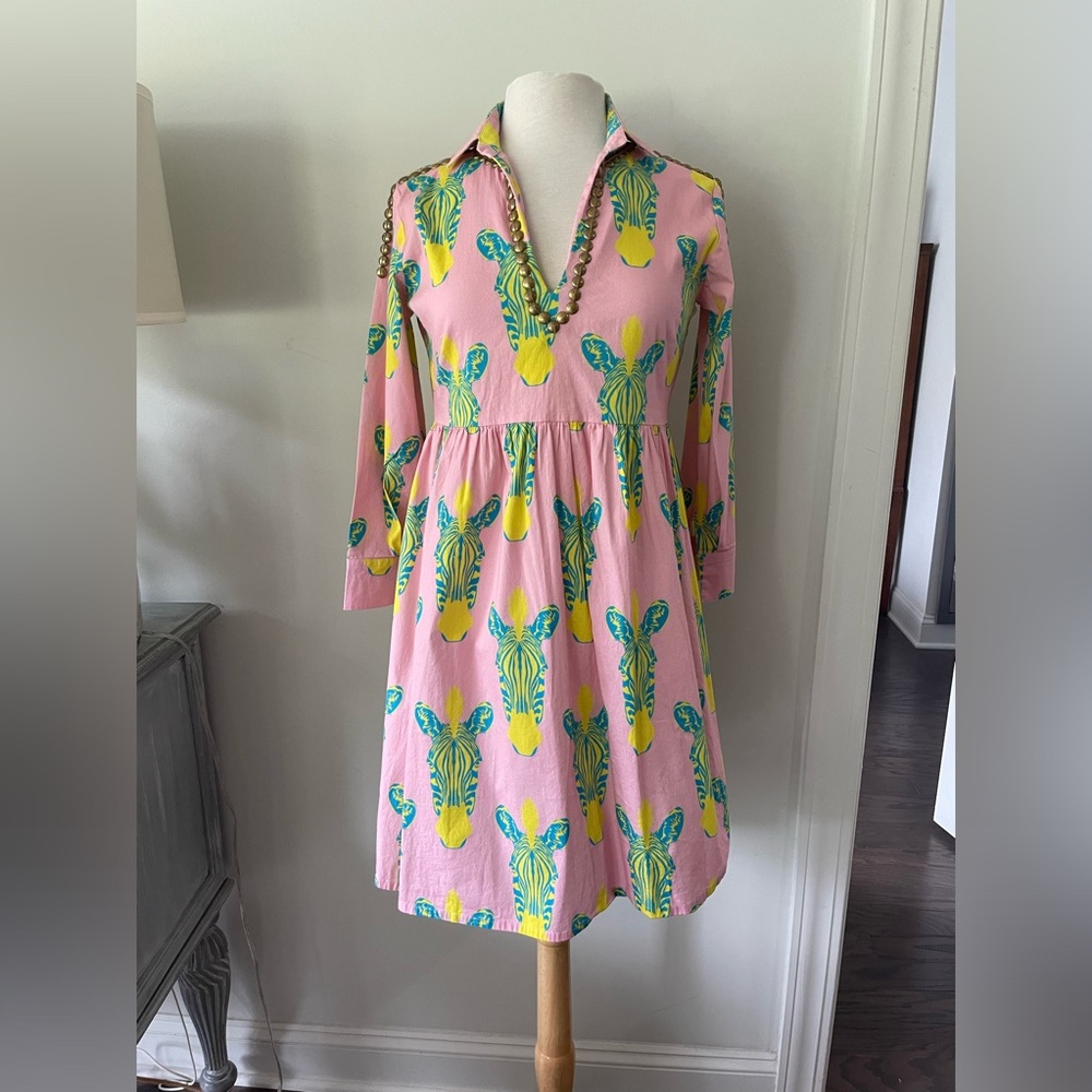 SHERIDAN FRENCH PINK GROMMET ZEBRA DRESS SIZE XS - Picture 3 of 13